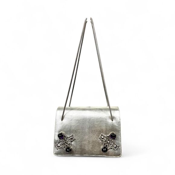 Vintage Handbags - vintage metallic silver‎ cross embellished